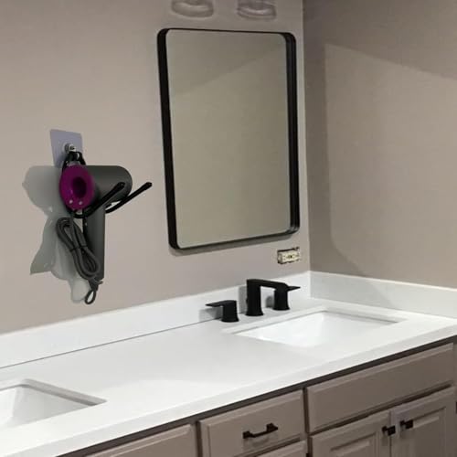 AUXPhome Universal Hair Dryer Wall Mount Holder - Adjustable Metal Rack