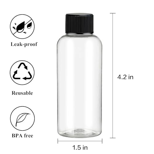 DNSEN 3.4 oz Travel Size Mouthwash & Toiletry Bottles, 5 Pack