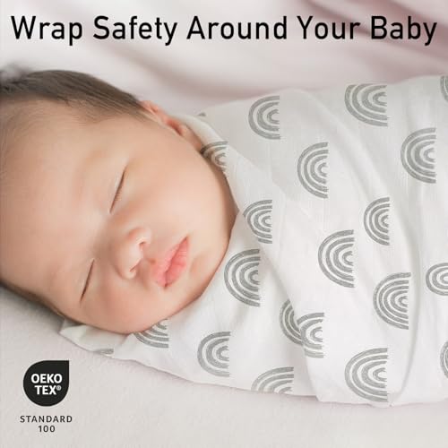GLLQUEN BABY Muslin Swaddle Blanket 3-Pack - Star Pattern, Bamboo Cotton