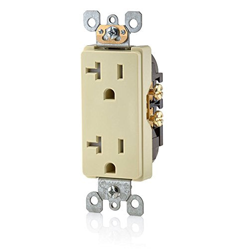 Leviton Ivory 20 Amp Tamper-Resistant Duplex Wall Outlet T5825 - Residential Grade