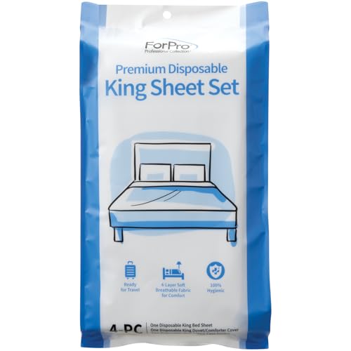 ForPro Premium Disposable King Bed Sheet Set - White, 4-Piece