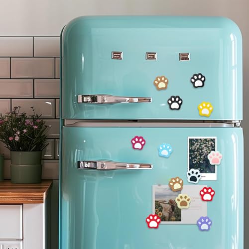 Cat Paw Print Fridge Magnets - 20pcs Colorful Cute Set