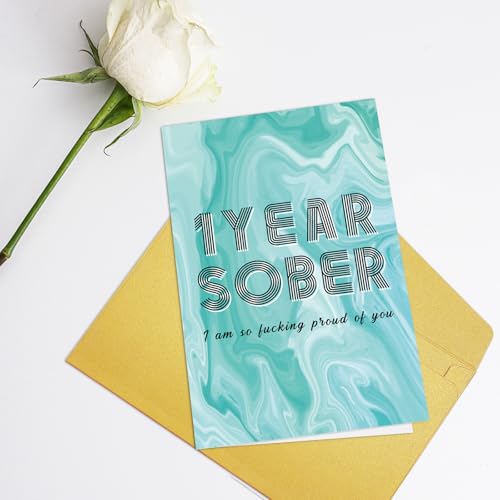 1 Year Sober Card - Funny Sobriety Gift for Him/Her