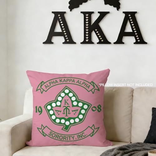 Sorority Throw Pillow Cover - 18x18 Inch Green Ivy & Salmon Pink