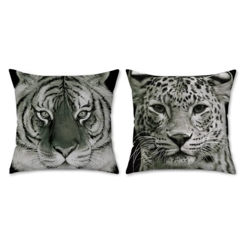 Cozzsnuge Animal Print Velvet Throw Pillow Covers, 18x18 Inch Set of 2