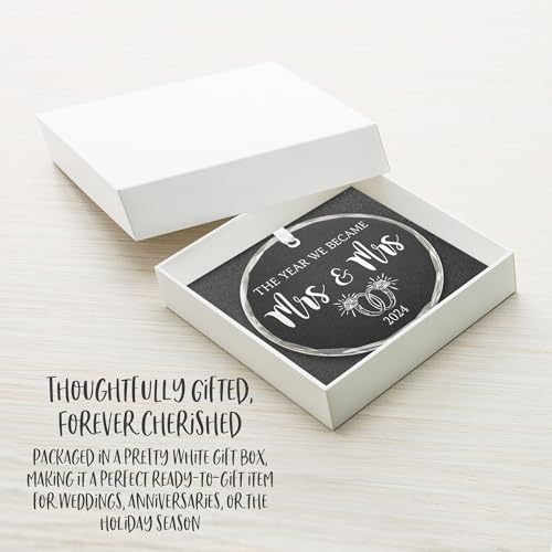 Mrs and Mrs 2024 Crystal Ornament – Elegant Wedding Gift