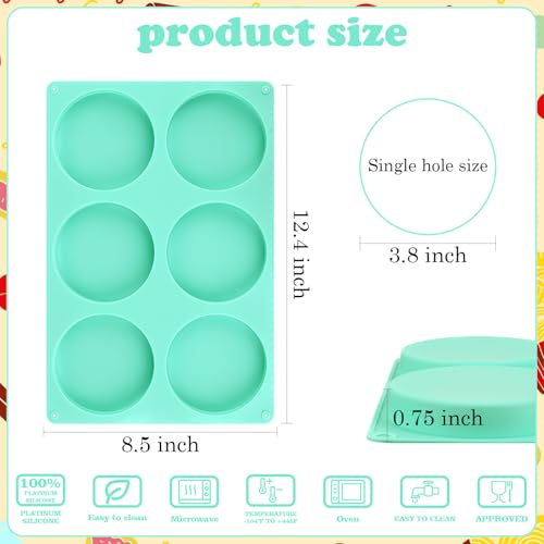 Wrbin 3-Pack Silicone Muffin Top Pans, 6-Cavity Non-Stick Round Baking Molds