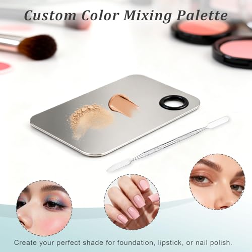 Stainless Steel Makeup Mixing Palette with Spatula for Foundation and Art