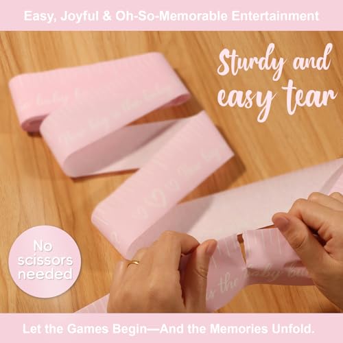 Pink Tummy Measure Baby Shower Game for Girl, Belly Measuring Tape, 2 Rolls