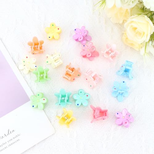 TODDER 18 Pack Small Flower Hair Clips Mini Claw Clips for Kids Women