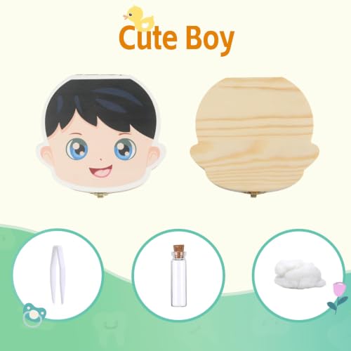 Esmorah Baby Teeth & First Hair Keepsake Box for Boys - First Tooth & Hair Holder