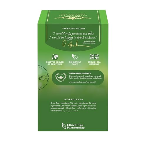 Ahmad Tea Green Tea Pure, 20 Count Tagged Tea Bags (1.4oz)