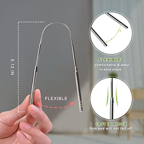 Stainless Steel Tongue Scraper 2 Pack - Oral Care Tongue Cleaner