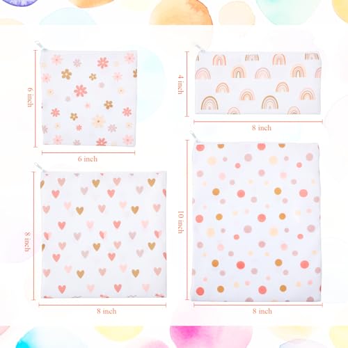 Paterr 4-Piece Reusable Snack & Sandwich Bag Set - Rainbow Design