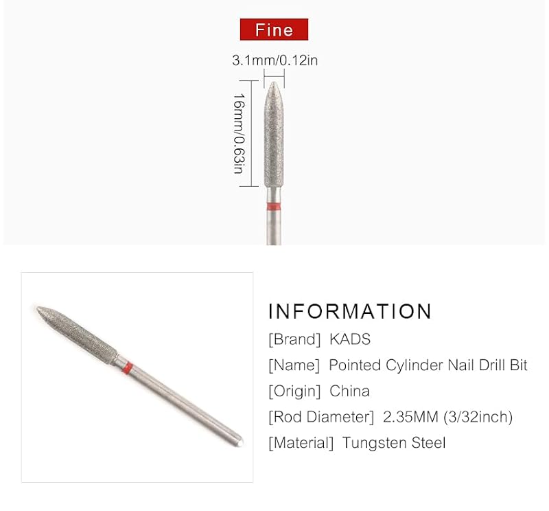 Rolabling Tungsten Steel Pointed Cylinder Nail Drill Bit 3.1x16mm