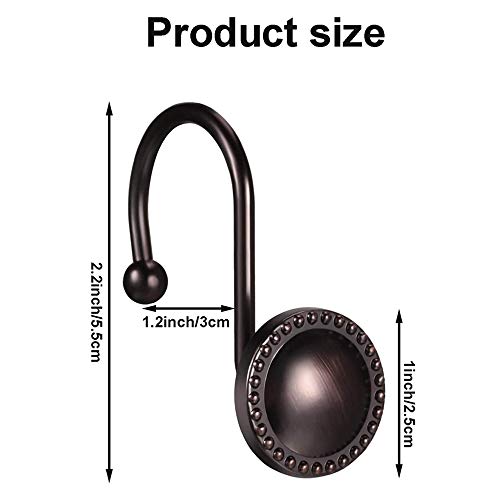 Oil Rubbed Bronze Shower Curtain Hooks - 12 Rustproof Metal Rings