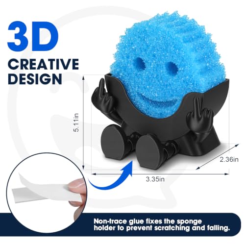 Cute Self-Draining Sponge Holder with Traceless Glue | Black