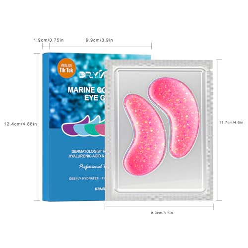 DR. YIMAN Hydrogel Eye Patches - 6 Pairs Hydrating Under Eye Masks with Hyaluronic Acid & Collagen