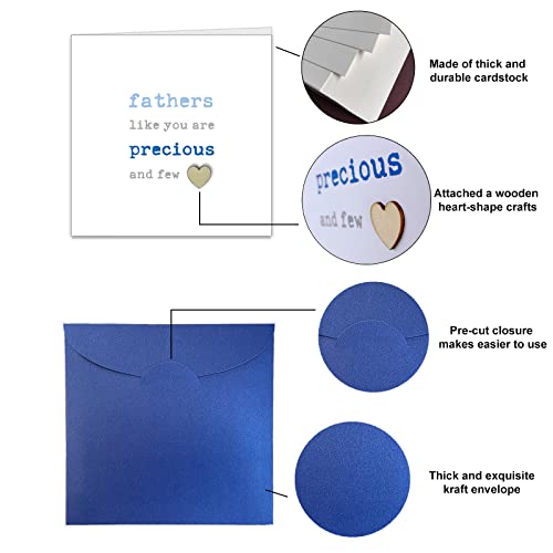 Touching Father's Day Card with Wooden Heart - Misaria