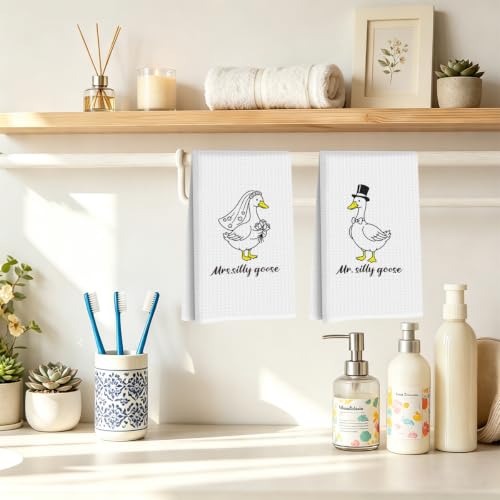 Bride & Groom Silly Goose Kitchen Towels - Fun Wedding Gift
