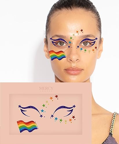 Pride Flag Face Gems by Mercy London - Reusable Rainbow Rhinestones