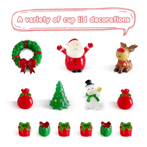 Christmas Stanley Cup Lid Accessories Set - 12pcs Silicone Straw Toppers