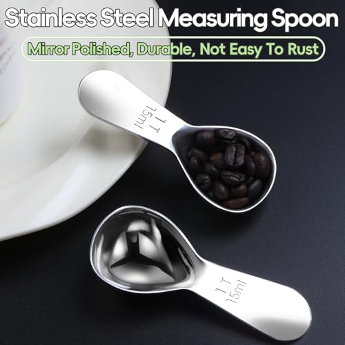 Quazake 18/8 Stainless Steel Coffee Scoop - 1 Tablespoon (15ML) - 2 Pack