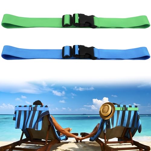 Adjustable Towel Band with Buckle - 2 Pack Beach Chair Clips