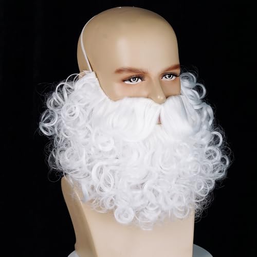 FILMIA Adult White Costume Beard with Elastic Band for Santa and Cosplay