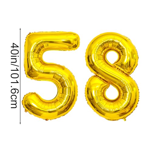 40 Inch Gold Number 58 Balloon for 58th Birthday & Wedding Decor
