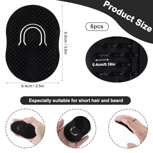 Thinp 6-Pack Palm Combs for Men & Women, Portable Plastic Finger Hair Brushes for Shampoo and Scalp Massage, Black