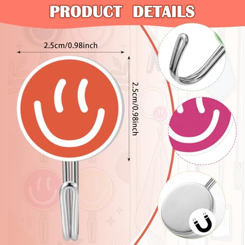 Smile Face Magnetic Locker Hooks - 6 Pack Decorative Set