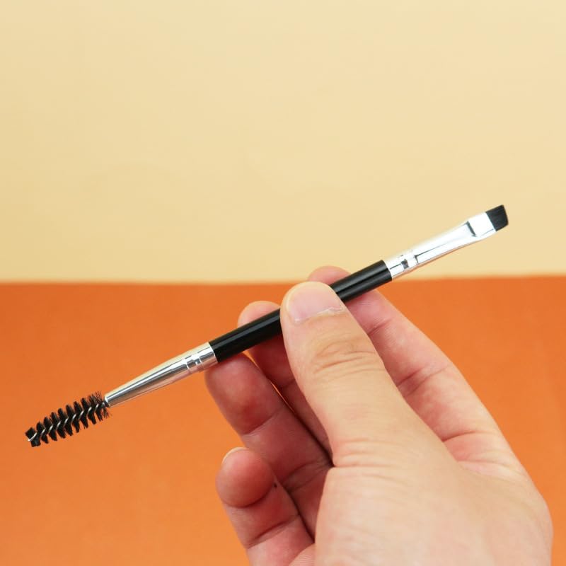 Ksvsonrvi Double-Ended Eyebrow Brush and Spoolie, 2-Pack Black