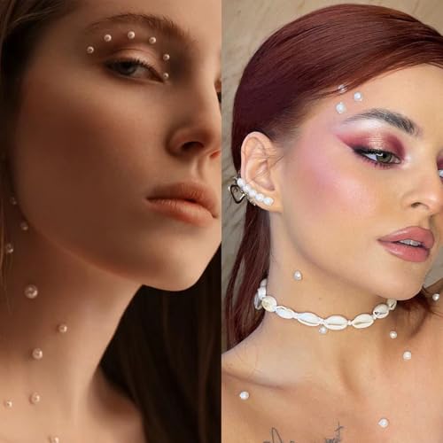 Face Gems and Pearl Stickers Self Adhesive Festival Body Hair Jewels