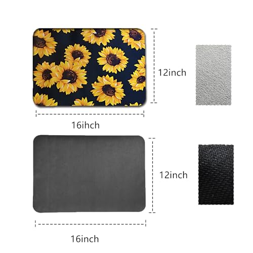 Sunflower Dish Drying Mat - Absorbent Rubber Kitchen Mat (12x16in)