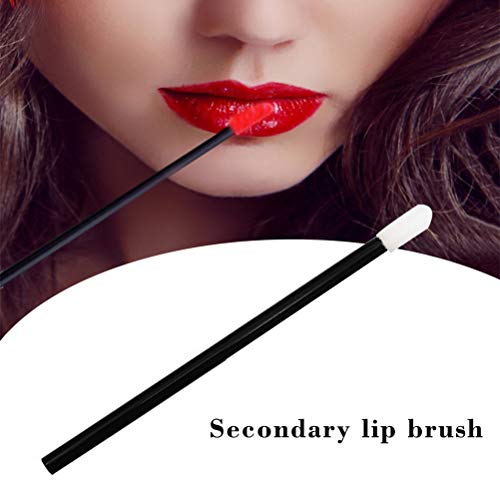 Pimoys 200Pcs Disposable Lip Brushes Black Lipstick Gloss Applicator Wands