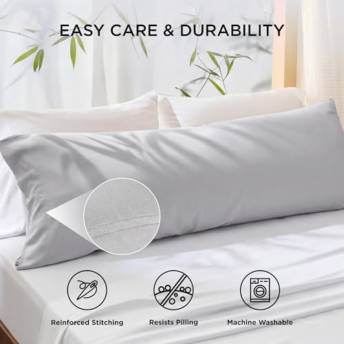 Bedsure Body Pillowcase, Light Grey, 20" x 54", Rayon from Bamboo