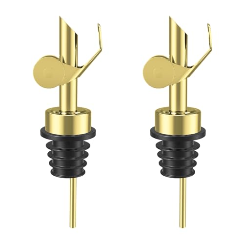 TERESRY Stainless Steel Oil Dispenser Spout - Auto-Open Pourer, 2 Pack Golden