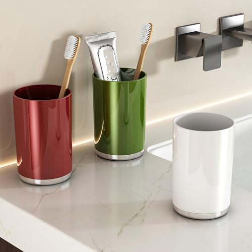 RabyLeo Portable Toothbrush Holder Cup - Large Capacity, White