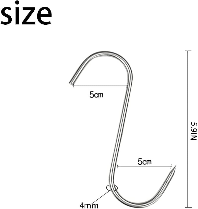 Premium Stainless Steel Meat Hooks - 20PCS S-Shaped 5.9in for BBQ & Drying