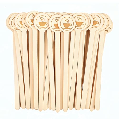 YANPROG 100-Pack Wooden Coffee Stir Sticks 5.9 Inch Natural Birch, Disposable for Coffee & Drinks