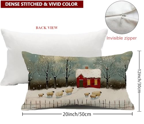 Christmas Pillow Cover - 12x20 Watercolor Snowflake Design