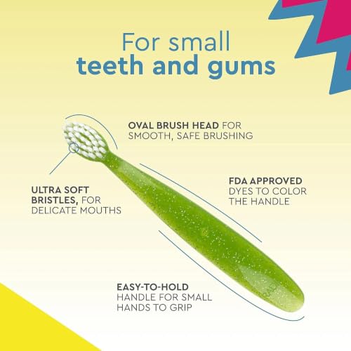 RADIUS Totz Kids Extra Soft Toothbrush for Toddlers 18M+ Yellow Sparkle