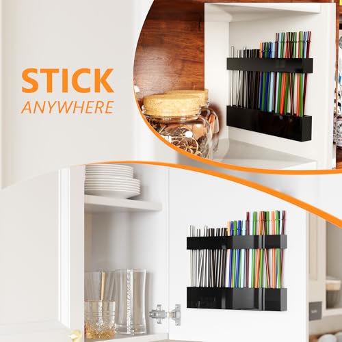 Acrylic Straw Holder for Cabinet Door - Reusable Straw Organizer