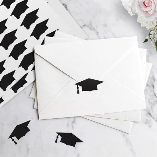 2026 Graduation Cap Stickers - 600 Self-Adhesive Black Stickers