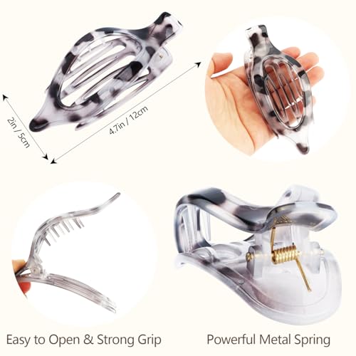 Atoden Flat Hair Claw Clips Large Non-Slip Duckbill Barrettes 4Pcs