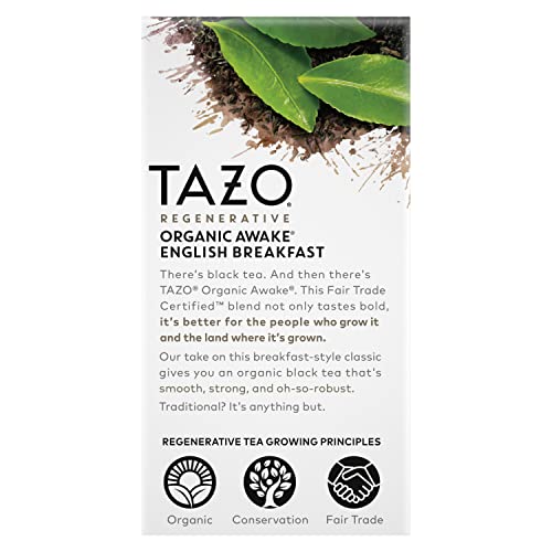 Tazo Awake English Breakfast Tea Bags - Organic Black Tea, 16 Count, Pack of 2