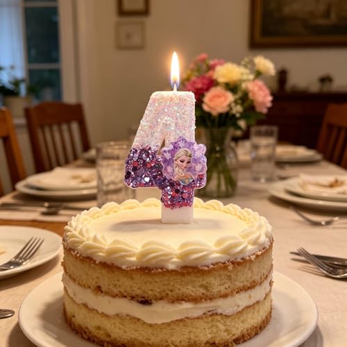 Snow Princess Number 4 Birthday Candle - Cute Cake Topper
