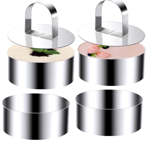 KUAYB 4-Inch Round Cake Ring Mold Set with Pushers - 6 Pieces