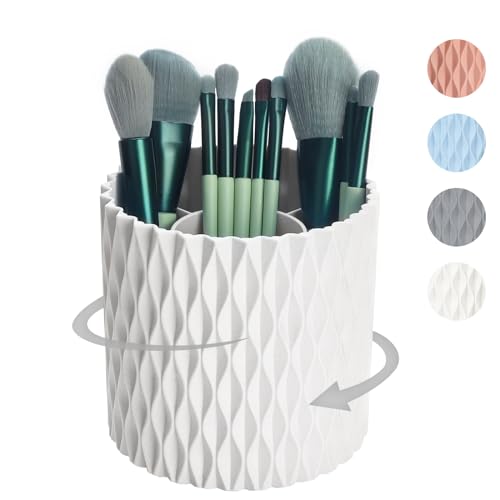 Rosanixita White 360° Rotating Makeup Brush Organizer with 5 Slots